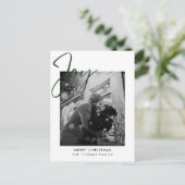 ミニマリストのジョイシンプルクリスマスの緑の写真 シーズンポストカード (スタンド正面)