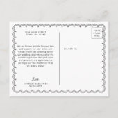 ミニマリストのスキャロッ縁どプありありがとうはがき インビテーションポストカード (裏面)