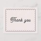 ミニマリストのスキャロッ縁どプありありがとうはがき インビテーションポストカード (正面)