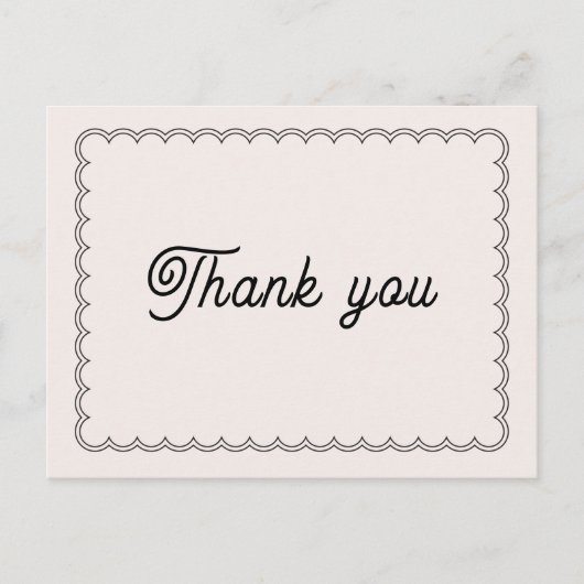 ミニマリストのスキャロッ縁どプありありがとうはがき インビテーションポストカード (正面)