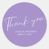 ミニマリストのスクリプサンキュート結婚・ラベンダー ラウンドシール (正面)