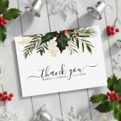 ミニマリストのスクリプトのクリスマス結婚の緑 サンキューカード