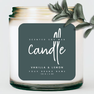 ミニマリストのスクリプトの緑の製品ラベルのシール スクエアシール