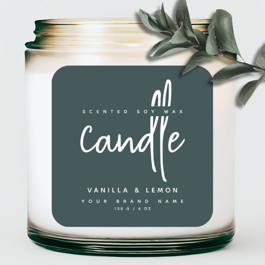 ミニマリストのスクリプトの緑の製品ラベルのシール スクエアシール