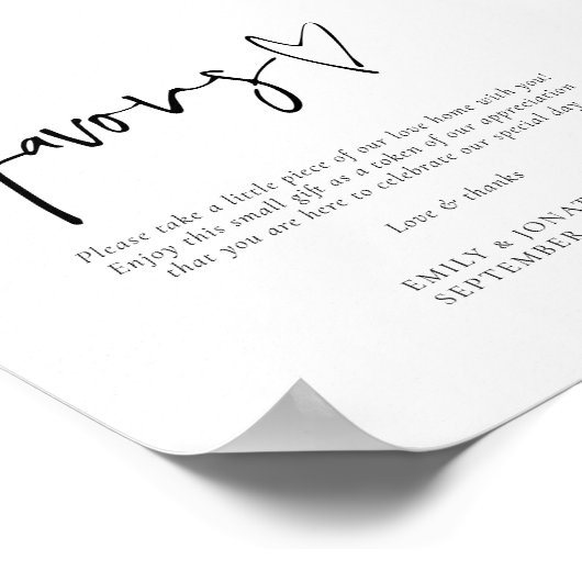 ミニマリストのスクリプトは印刷可結婚能のサインを優先 ポスター (角)