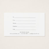 ミニマリストのスクリプトギフト証明書 (裏面)