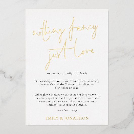 ミニマリストのスクリプトファンシーのエロペ実在メント 箔招待状 (正面)