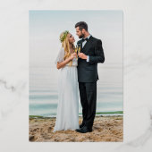 ミニマリストのスクリプトファンシーのエロペ実在メント 箔招待状 (裏面)