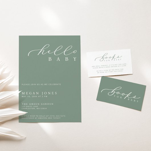 ミニマリストのスクリプトベビーシャワーブックベビーカード プレイスカード