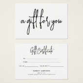 ミニマリストのスクリプトホワイトギフト証明書 (正面&裏面)