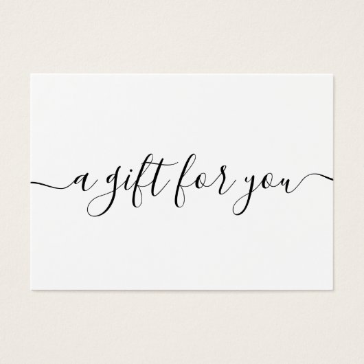 ミニマリストのスクリプトホワイトギフト証明書 (正面)