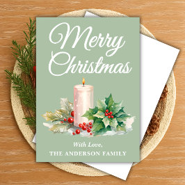 ミニマリストのスクリプトメリークリスマスセージ緑 シーズンカード