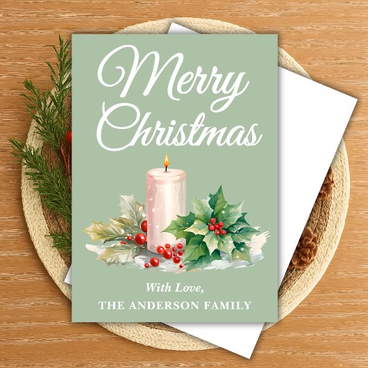 ミニマリストのスクリプトメリークリスマスセージ緑 シーズンカード