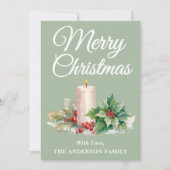 ミニマリストのスクリプトメリークリスマスセージ緑 シーズンカード (正面)