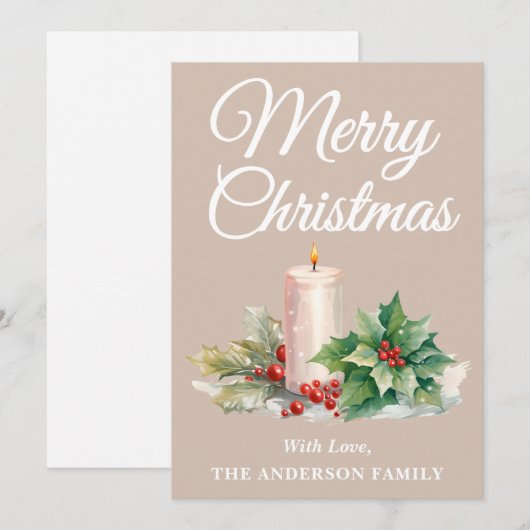 ミニマリストのスクリプトメリークリスマスタウペ シーズンカード (正面/裏面)