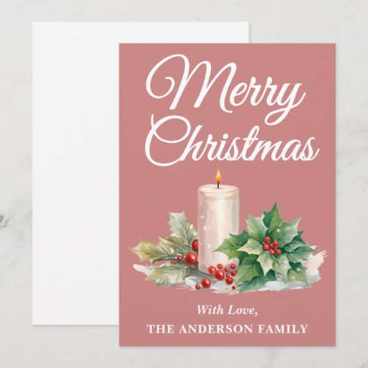 ミニマリストのスクリプトメリークリスマスバラ金ゴールド シーズンカード (正面/裏面)