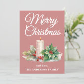 ミニマリストのスクリプトメリークリスマスバラ金ゴールド シーズンカード (スタンド正面)