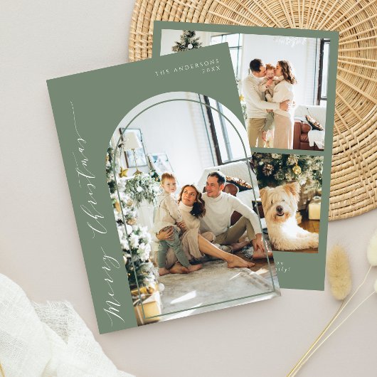 ミニマリストのスクリプトメリークリスマスフォトセージ シーズンカード