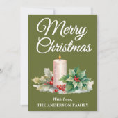 ミニマリストのスクリプトメリークリスマスミントグリーン シーズンカード (正面)