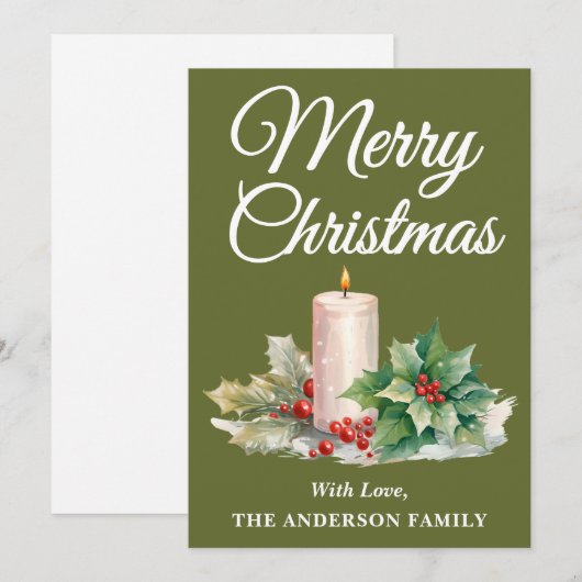 ミニマリストのスクリプトメリークリスマスミントグリーン シーズンカード (正面/裏面)