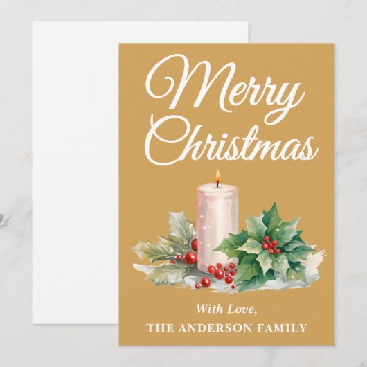 ミニマリストのスクリプトメリークリスマス金ゴールド シーズンカード (正面/裏面)