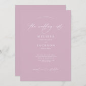 ミニマリストのスクリプト化されたダスティ結婚バラ 招待状 (正面/裏面)