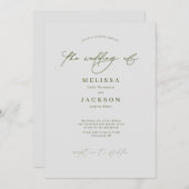 ミニマリストのスクリプト化された石灰色の結婚式招待状 招待状 (正面/裏面)