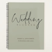 ミニマリストのスクリプト名の日付ソフト結婚セージ プランナー手帳 (正面)