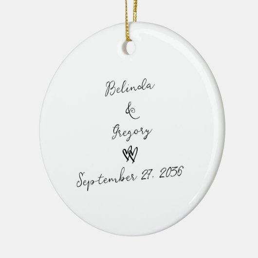 ミニマリストのスクリプト書の手タイポグラフィ結婚の セラミックオーナメント (左)
