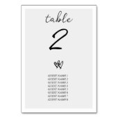 ミニマリストのスクリプト書の手タイポグラフィ結婚の テーブルナンバー (裏面)