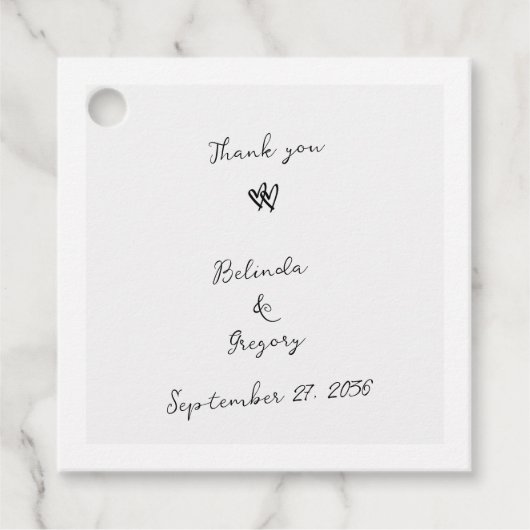 ミニマリストのスクリプト書の手タイポグラフィ結婚の フェイバータグ (正面)