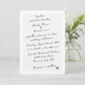 ミニマリストのスクリプト書の手タイポグラフィ結婚の 招待状 (スタンド正面)