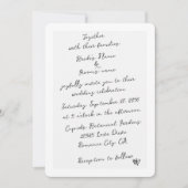 ミニマリストのスクリプト書の手タイポグラフィ結婚の 招待状 (正面)