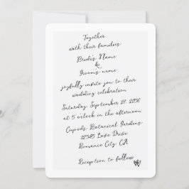 ミニマリストのスクリプト書の手タイポグラフィ結婚の 招待状