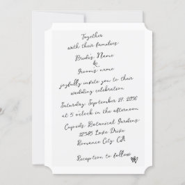 ミニマリストのスクリプト書の手タイポグラフィ結婚の 招待状