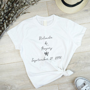 ミニマリストのスクリプト書の手タイポグラフィ結婚の Tシャツ
