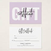 ミニマリストのスクリプト紫の証明書 (正面&裏面)