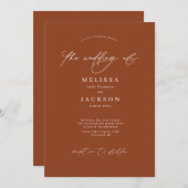 ミニマリストのスクリプト結婚Terracotta's 招待状 (正面/裏面)