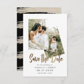 ミニマリストのスクリプト2枚の写真の日付を保存 招待状 (正面/裏面)