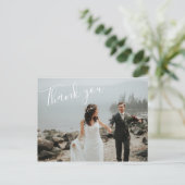 ミニマリストのスクリプト |写真シンプルモダンありがとう ポストカード (スタンド正面)