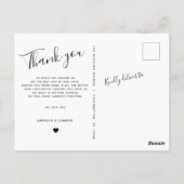 ミニマリストのスクリプト |写真シンプルモダンありがとう ポストカード (裏面)