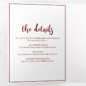 ミニマリストのスクリプトBurgundy Dark Red 結婚's 三つ折り招待状 (内部最初)