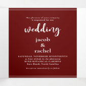 ミニマリストのスクリプトBurgundy Dark Red 結婚's 三つ折り招待状 (内部中)