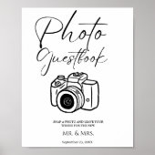 ミニマリストのスクリプトweddddingphoto guestbookの署名 ポスター (正面)