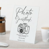 ミニマリストのスクリプトweddddingphoto guestbookの署名 台座サイン (インサイチュ)