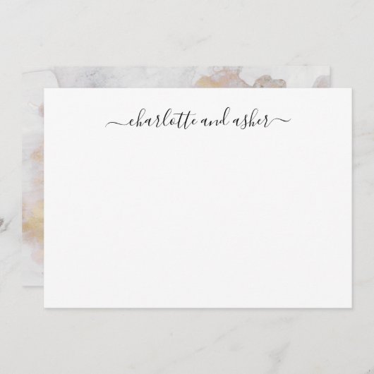 ミニマリストのスクリプパーソナライズされたト・カップル ノートカード (正面/裏面)