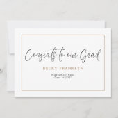 ミニマリストのスクリプ縁どト線の卒業 案内状 (正面)