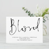 ミニマリストのスクリプ賛美ト白黒クリスマス シーズンカード (スタンド正面)