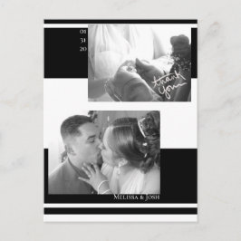 ミニマリストのストライプ ブラック＆ホワイト ウェディング ポストカード