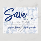 ミニマリストのスモーキーブルーとホワイトQRコード 案内ポストカード (正面)